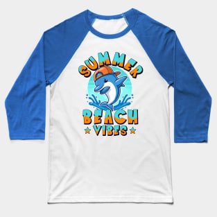 Summer Beach Vibes - Dabbing Dolphin Baseball T-Shirt